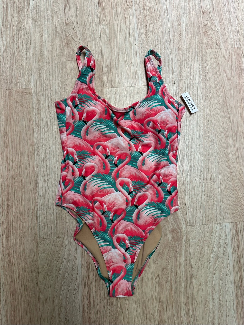 Old Navy Flamingo-Print Pink Womens One-Piece Swimsuit